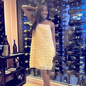 Fringe cream dress